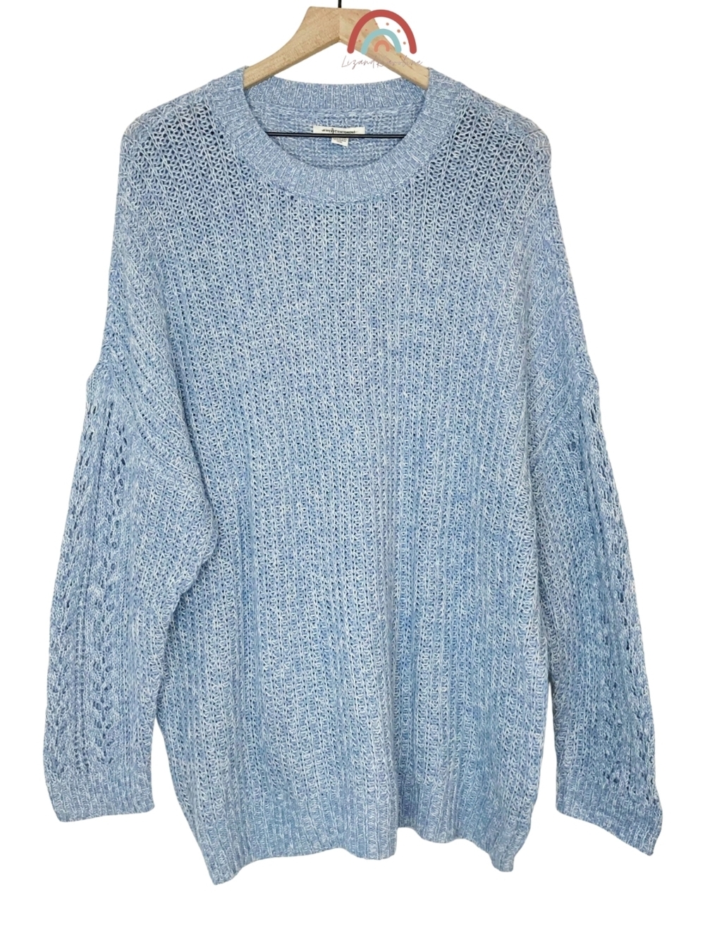 New! American Eagle Chunky Knit Oversized Longline Lattice Cozy Crewneck Sweater - Picture 3 of 10